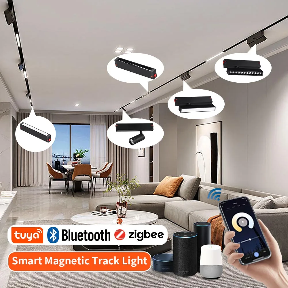 New Modern Shop COB Focus Spot Lights Magnet Rail System 90-265V Aluminum Smart Dimmable Magnetic LED Track Linear Lighting