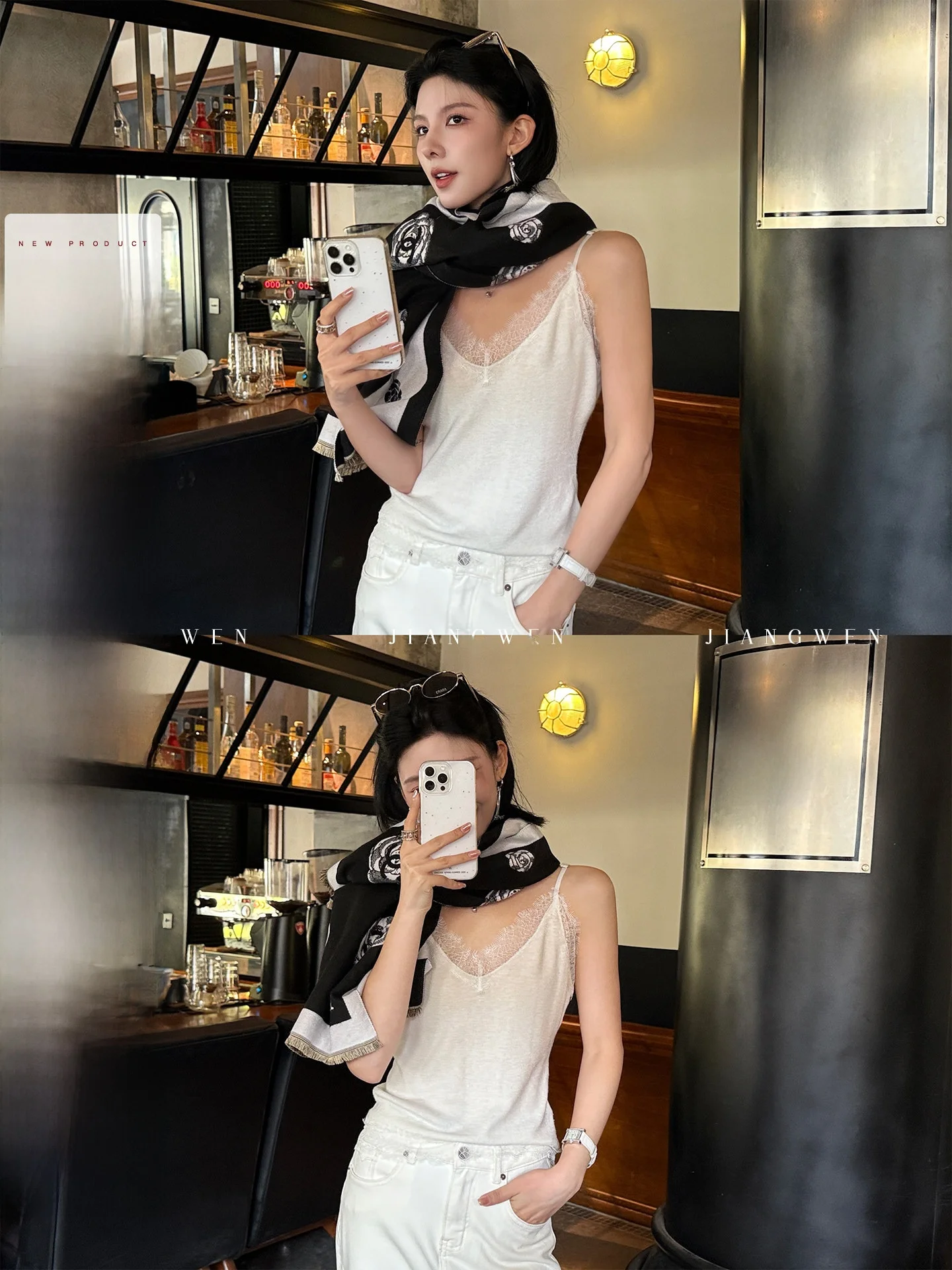 

Женский топ-майка Qingwen с кружевными вставками, однотонный, облегающий, для осени и зимы, новинка