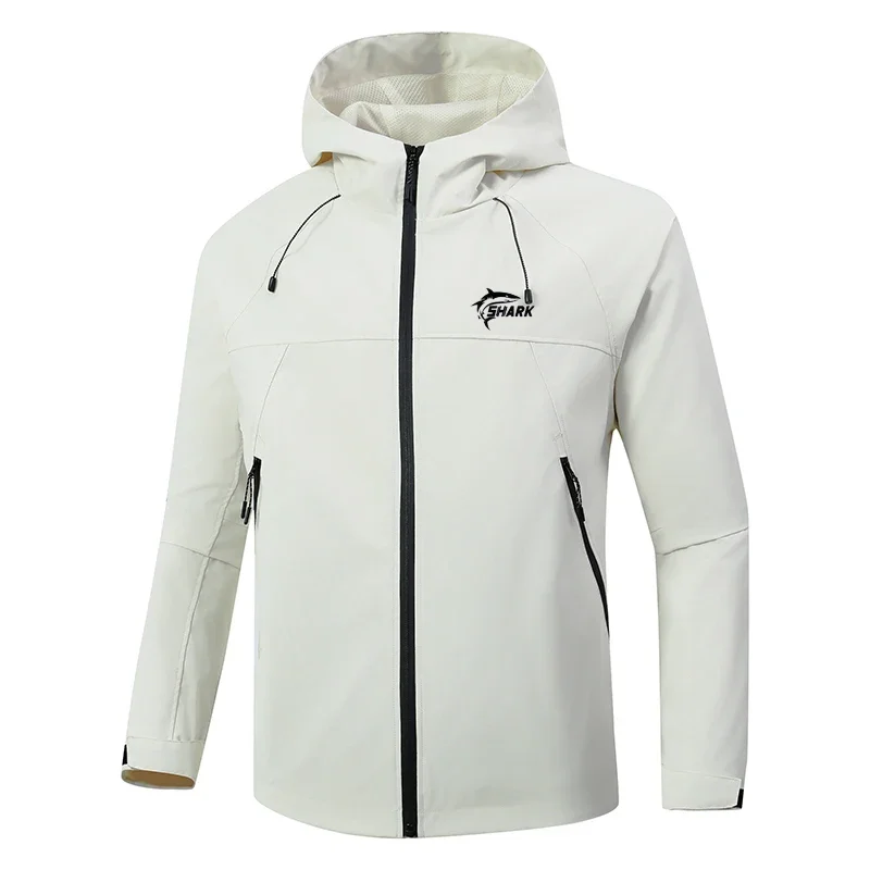 

Men's Spring and Autumn Waterproof and Windproof Hooded Jacket, Fashionable Outdoor Fishing and Mountaineering Windbreaker