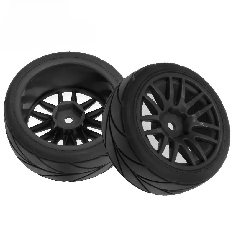 ยางล้อขนาด 65 มม. พร้อมดุมล้อขนาด 12 มม. ทำจากยางทนทาน สำหรับรถ RC ขนาด 1/10 1/12 1/14 ใช้ได้กับรถแข่ง Wltoys 144001