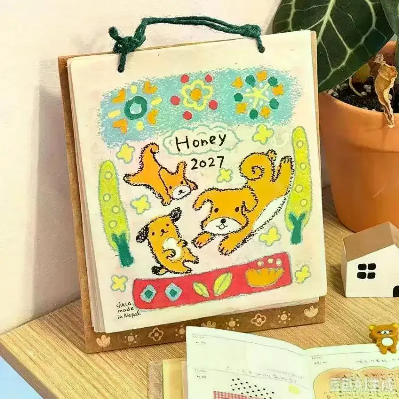 Desk Calendar Cute Sheep Doodle 2027 Monthly Planner Handmade Paper Style Desktop Decoration Lovely Gift Supply For Daily Use