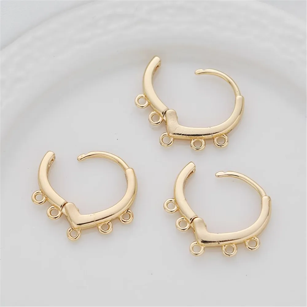 14K Bag Gold Ear Hook Earrings Accessories DIY Handmade Multi-circle Homemade Fringed Stud Earrings Hanging Ring Jewelry