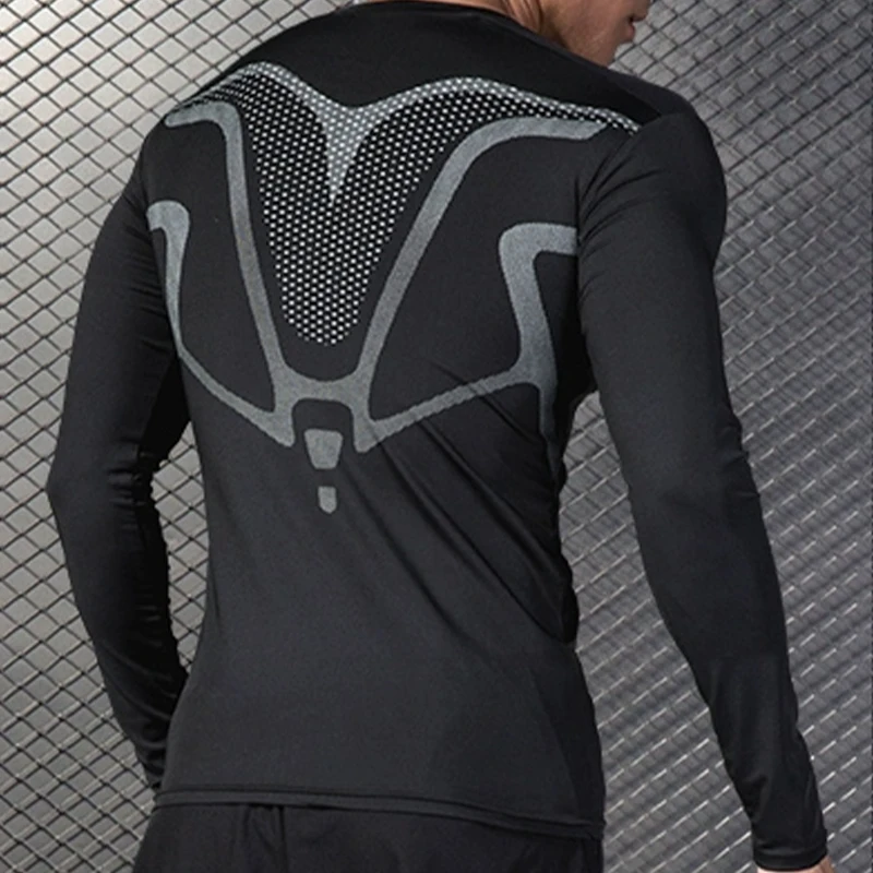 Men's long sleeved sports T-shirt, tight fitting, sweat absorbing, breathable, high elasticity basketball fitness suit image 2