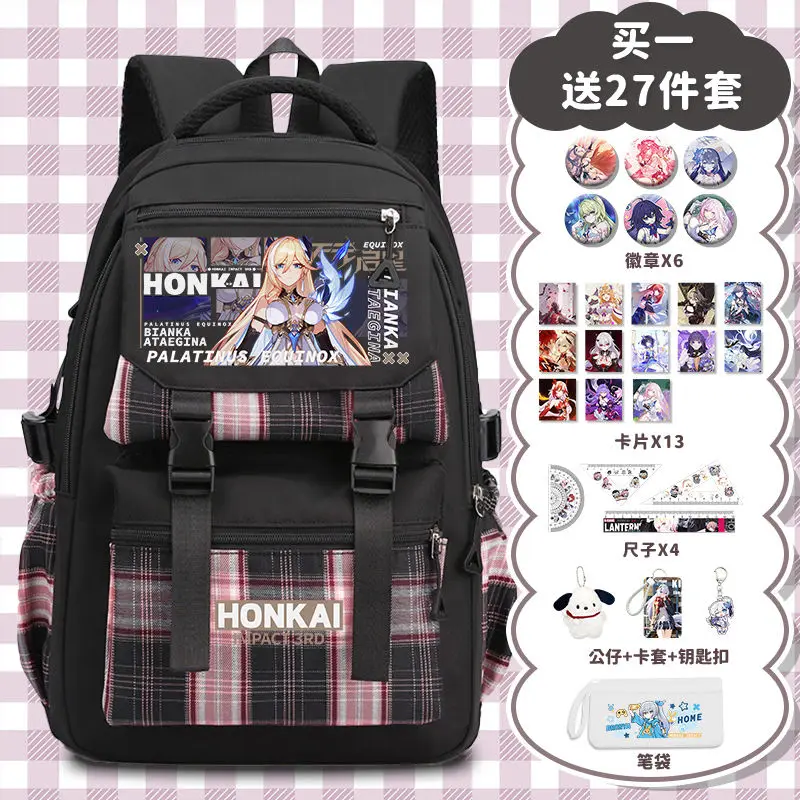 Game Anime Honkai Impact 3 Cos Bronya Seele Rita Theresa Etc. Unisex 2024 New Sweet Color Contrast Campus Backpack Gift