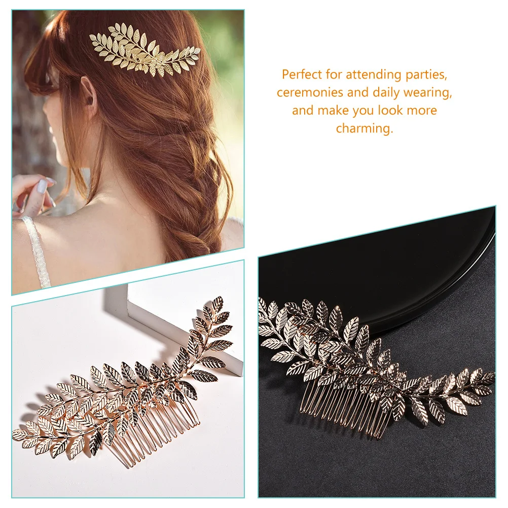 

Decorative Leaf Hair Comb Gold Accessories for Women Bridal Wedding Headpiece Elegant Headdress Leaves Hair Comb