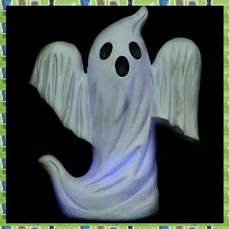 

FTS Halloween Ghost Pumpkin Figurines Rustic Resin Ghost Halloween Statue Pumpkin Figurines Novelty Halloween Decorations White