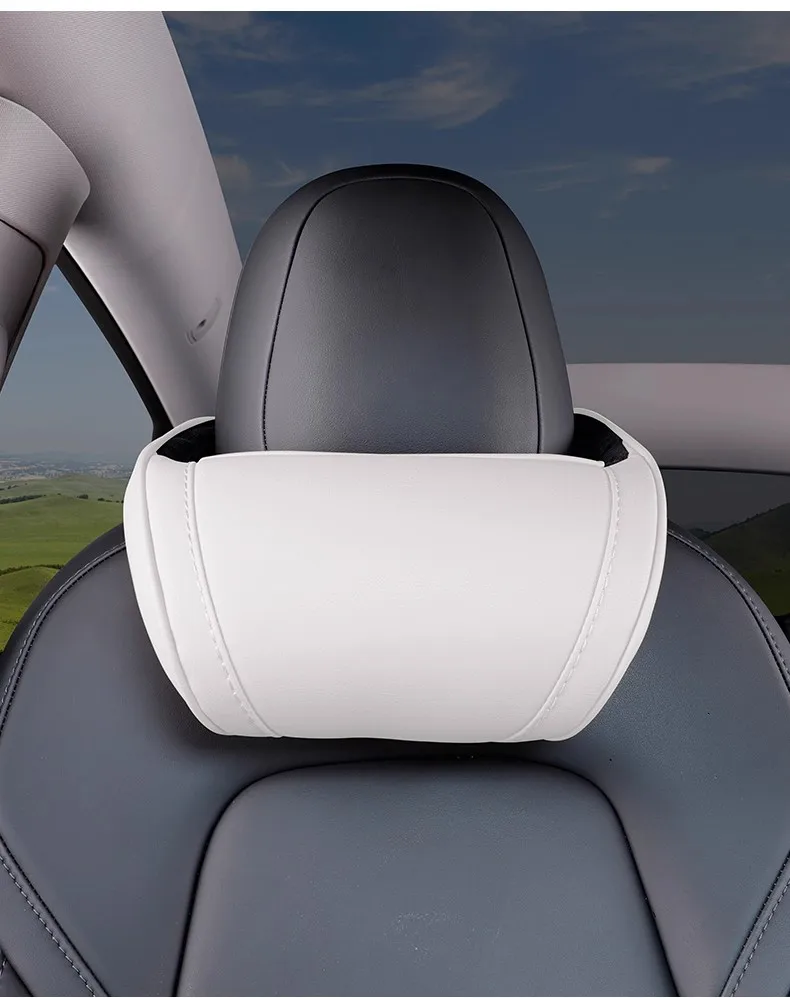 Nackenkissen für Tesla Model 3/Y/X/S aus PU-Leder mit Memory-Schaum, Reise-Nackenstütze, 2025 Auto-Zubehör – Detail 16