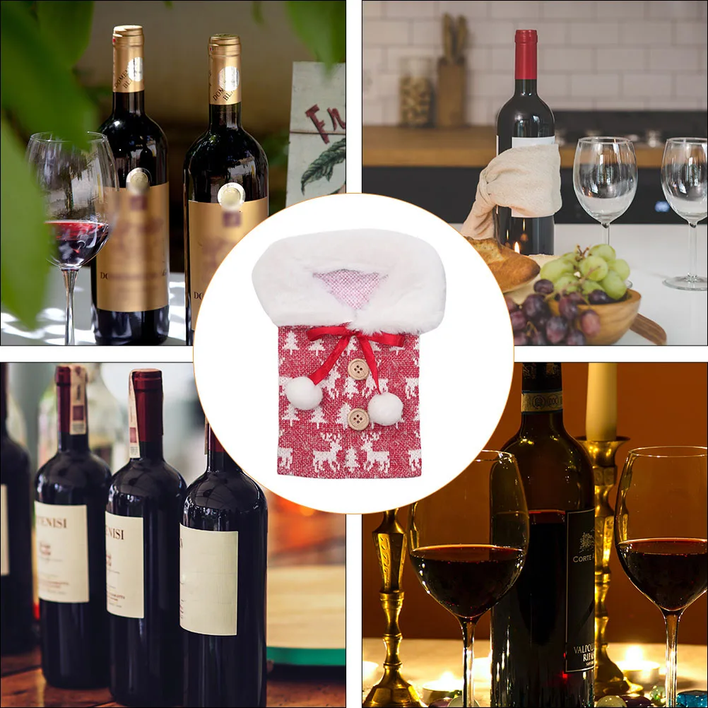 

Festive Wine Bottle Sleeve Red Christmas Elk Design Cover for Holiday Parties Office Celebration Xmas Bag Bottle Cover