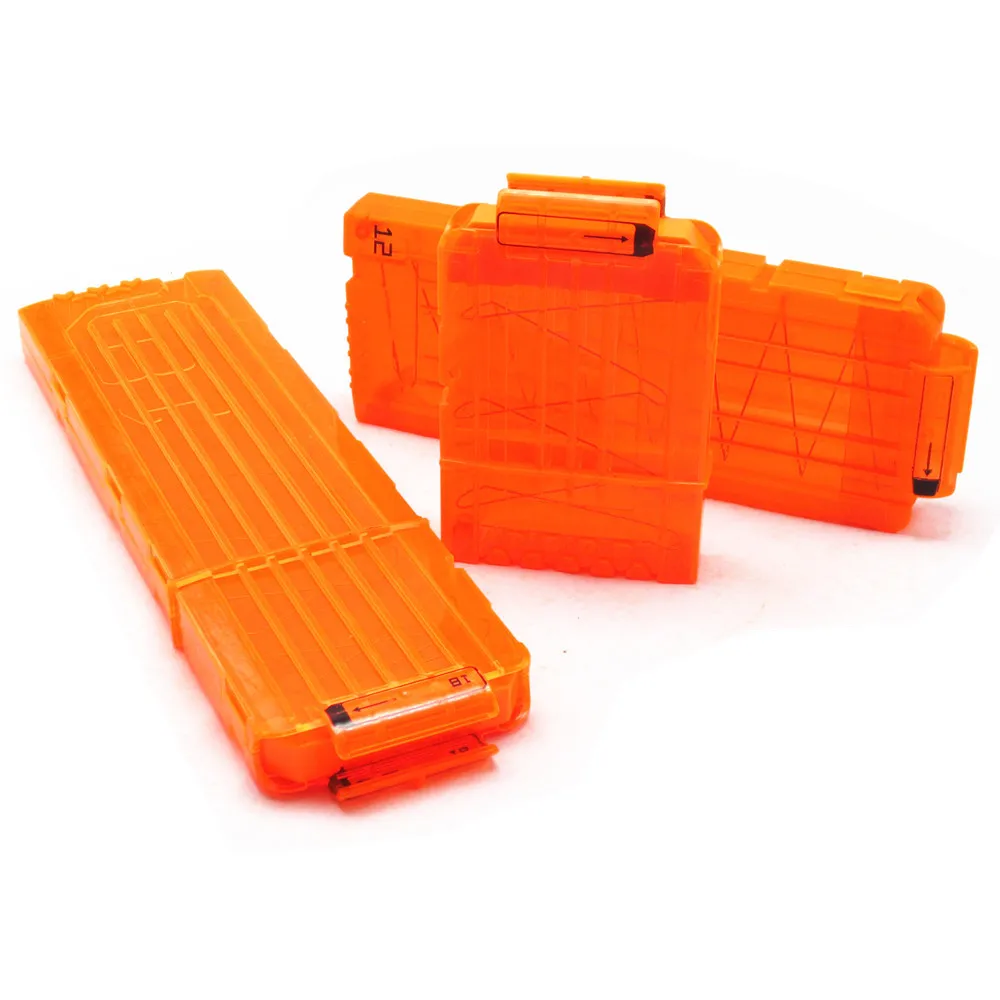 Transparent Orange Universal Reload Clip 6 /12 /18 Rounds for Nerf Magazine Darts Replacement Soft Bullet Toy Gun Accessories