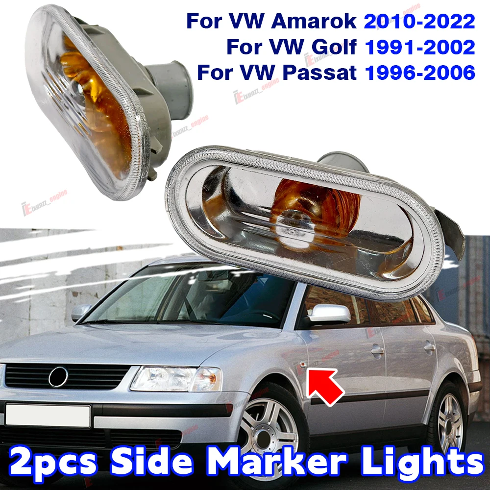 

2Pcs Clear Front Fender Light Side Marker Light Indicator Flasher Lamp For VW Amarok Golf T5 Polo Passa For Ford Focus C-Max