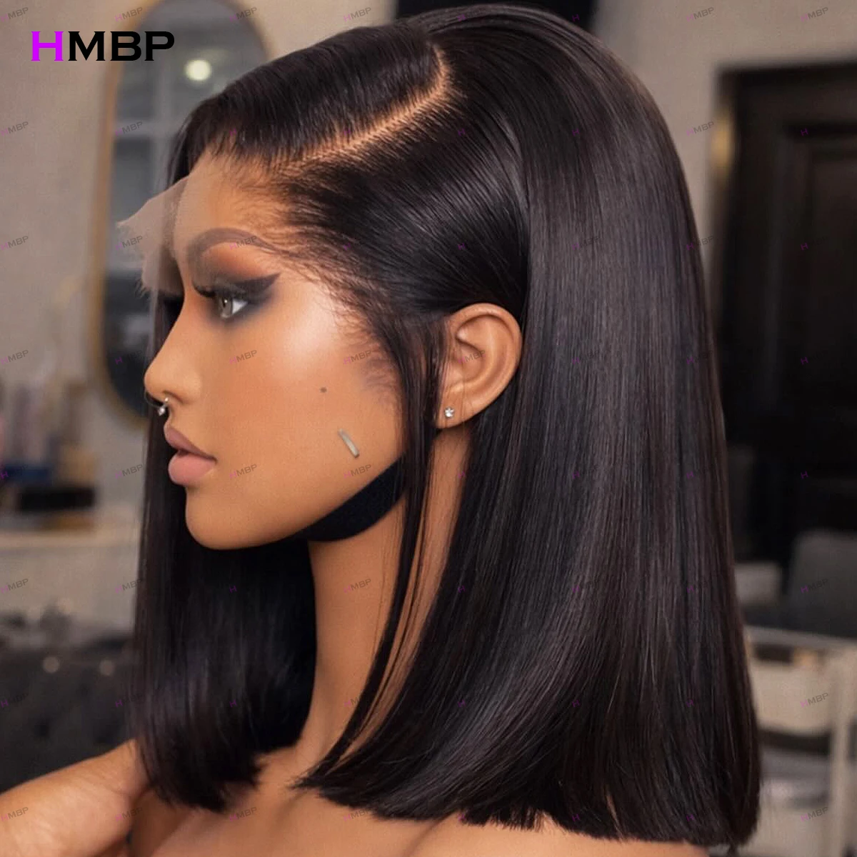 

Straight Bob Wigs Glueless Lace Frontal Wig Human Hair Ready To Go PrePlucked Super Double Drawn Wig 13x6 HD Lace Wig SDD Wigs