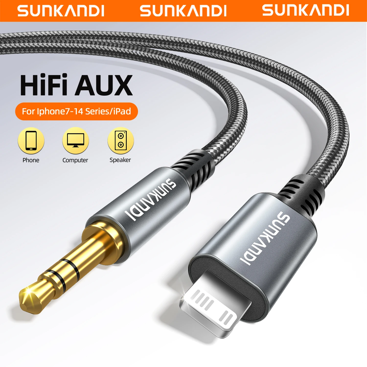 Wired Earphone Lightning - SUNKANDI 3.5mm AUX Cord,Lightning to 3.5mm