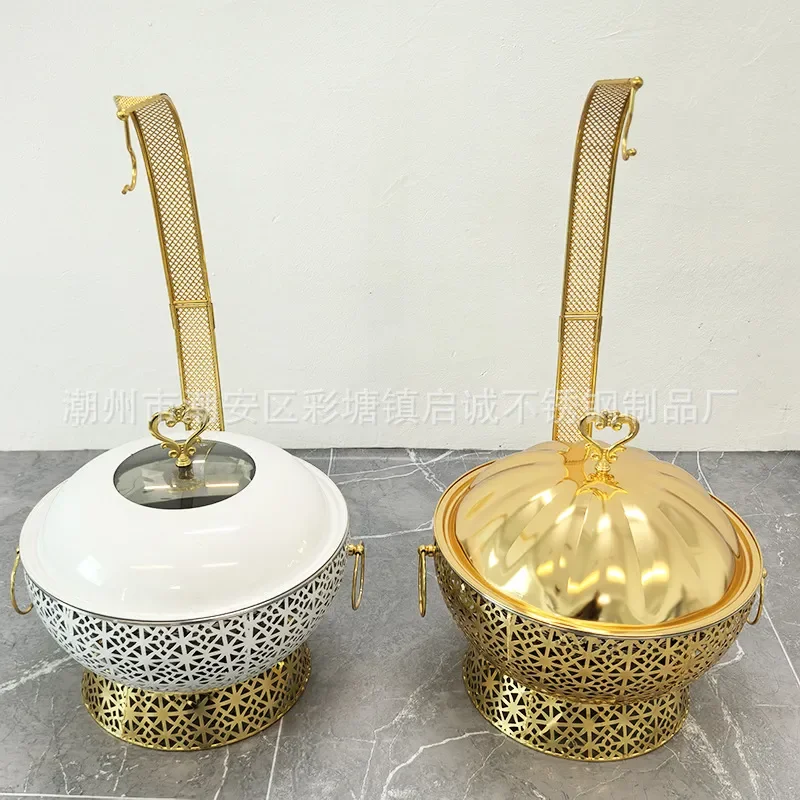 Gold Wrought Iron Chafing Dish Buffet Warmer Alcohol Fuel Insulation Stove for Hotel Breakfast Catering Service Equipment New