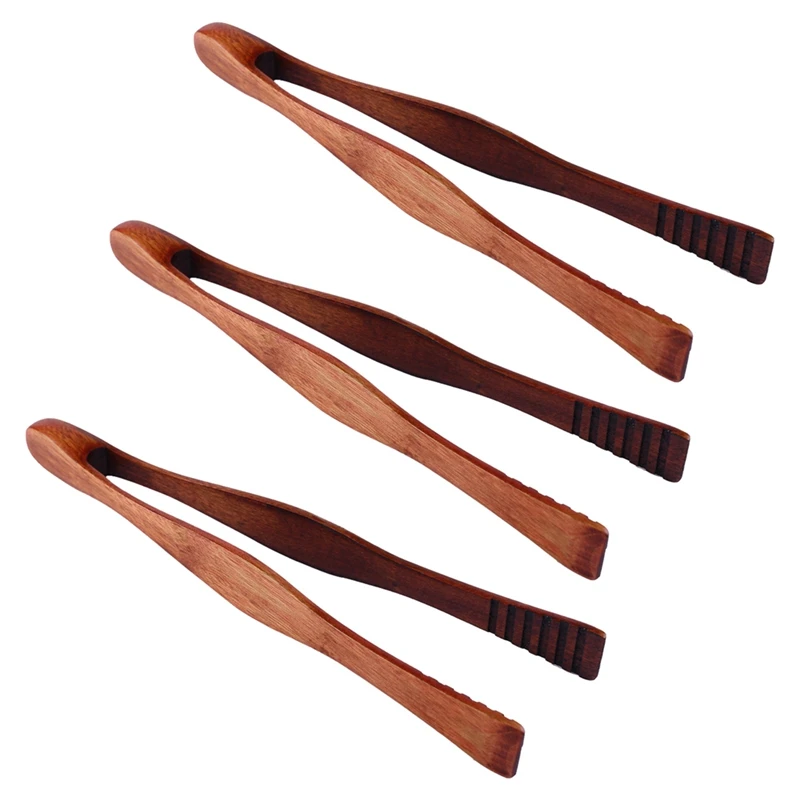 

3 Pcs BBQ Tools 26.5Cm Wooden Health And Environmental Protection Grilled Food Clip Barbecue Outdoor Portable Tongs