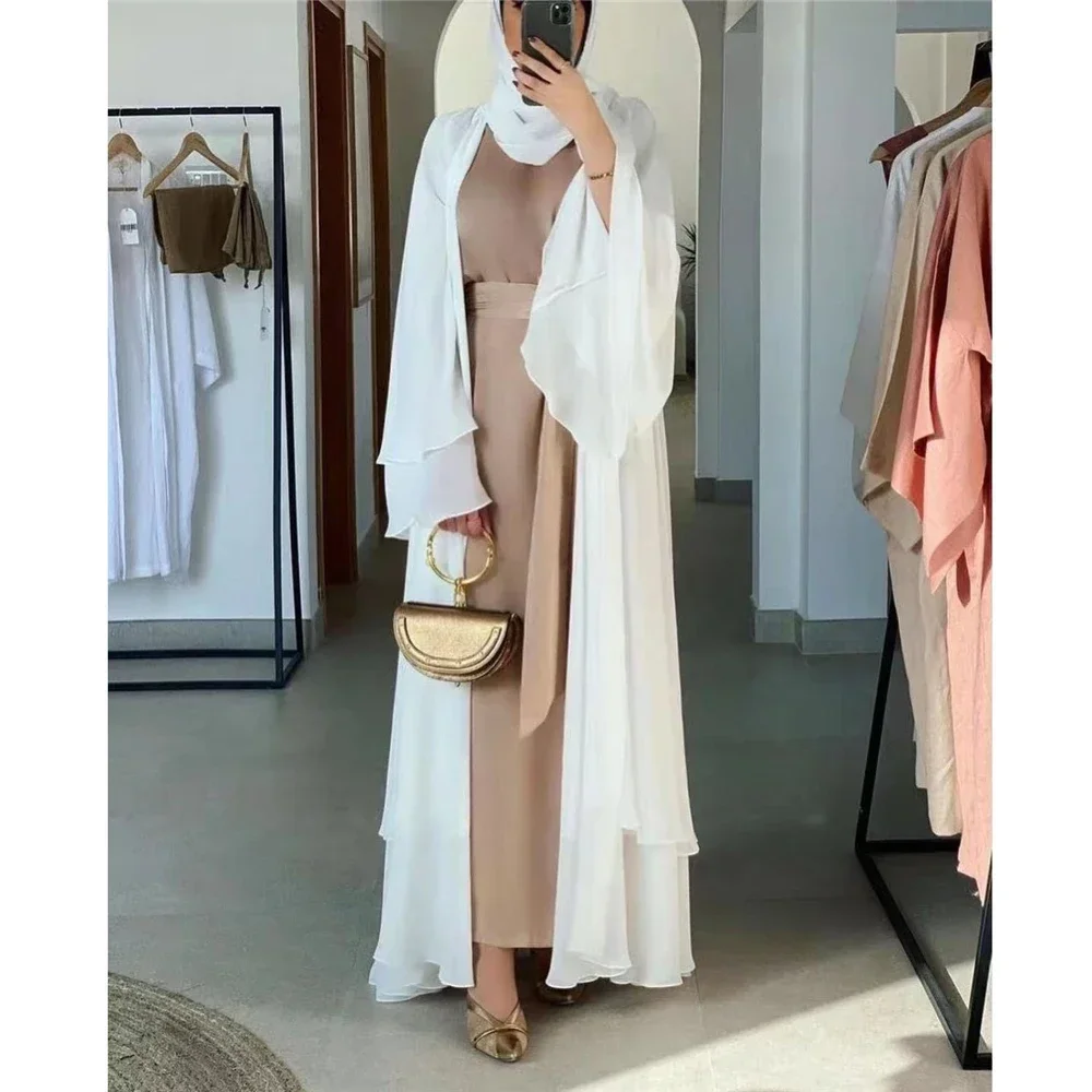 

Chiffon Open Abaya Dubai Turkey Kaftan Muslim Cardigan Abayas Dresses for Women Robe Kimono Femme Caftan Islam Clothing Kebaya