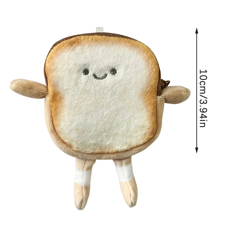 Creative Toast Plush Coin Purse Cute Bread Coin Pouch Mini Wallet Card Holder Keyring Earphone Bags Pendant New