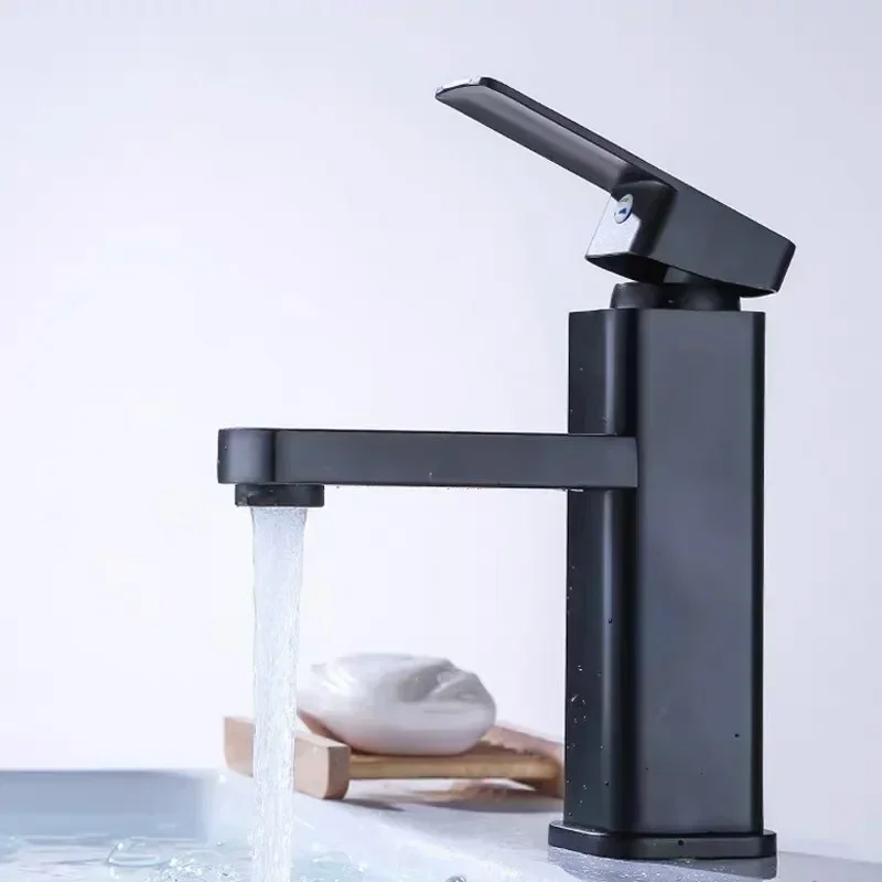 Black/Chrome Bathroom Faucets Hot and Cold Mixer Faucets Vanity Bathroom Kitchen Deck Mounted Bathroom Sink Faucets Accessories