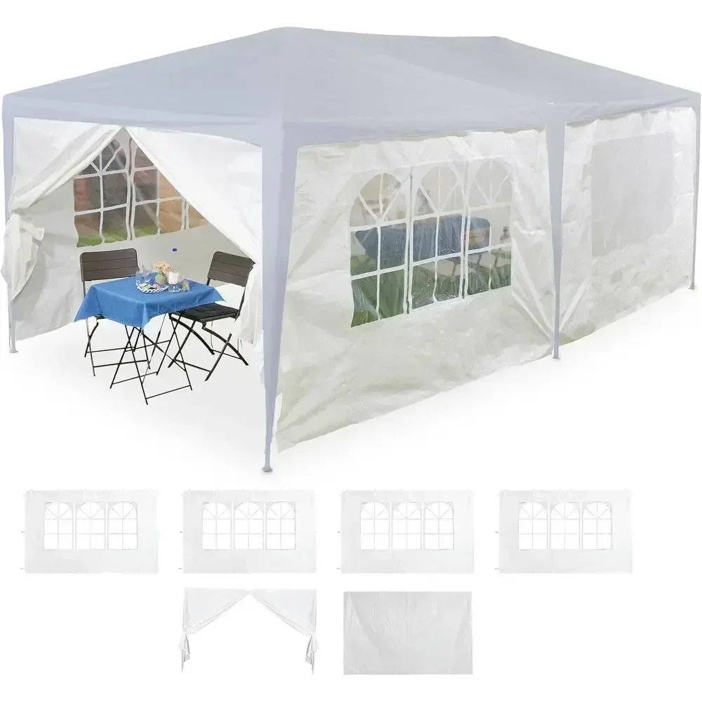 6-Pack White Waterproof Plastic Gazebo Side Panels with Easy Fasteners for Outdoor Party Tents