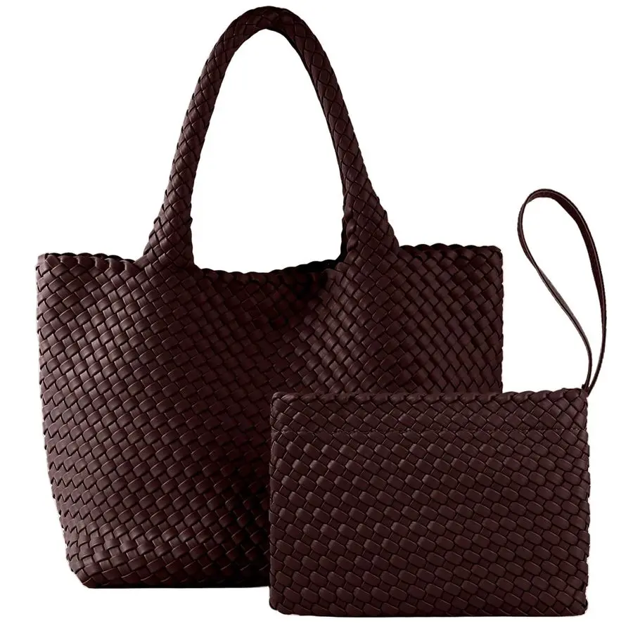 

Tote Bag for Women, Vegan Leather Handwoven Bags with Small Purse, Large Braided Purses Top Handle Handbags