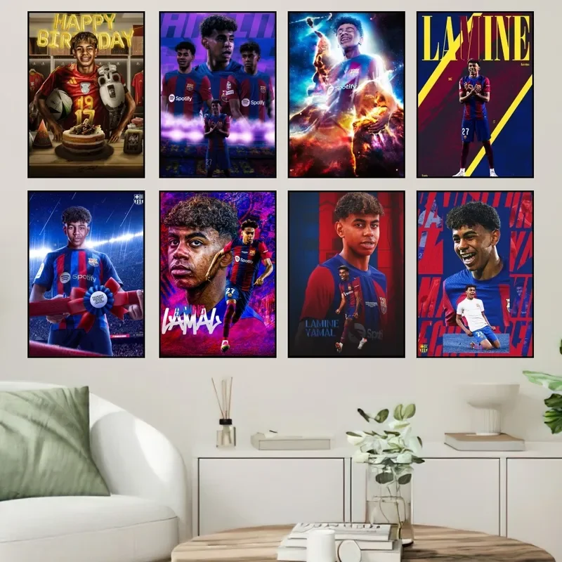 

L-Lamine FootballStar Y-Yamal27P Poster Prints Wall Sticker Painting Bedroom Living Room Decoration Office Home Self Adhesive