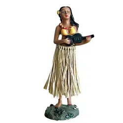 Hawaiian Dashboard Doll Ornament Swing Dance Girl Bobbleheads Portable Girl Bobble Shaking Head Dancing Toy For Cars Suvs