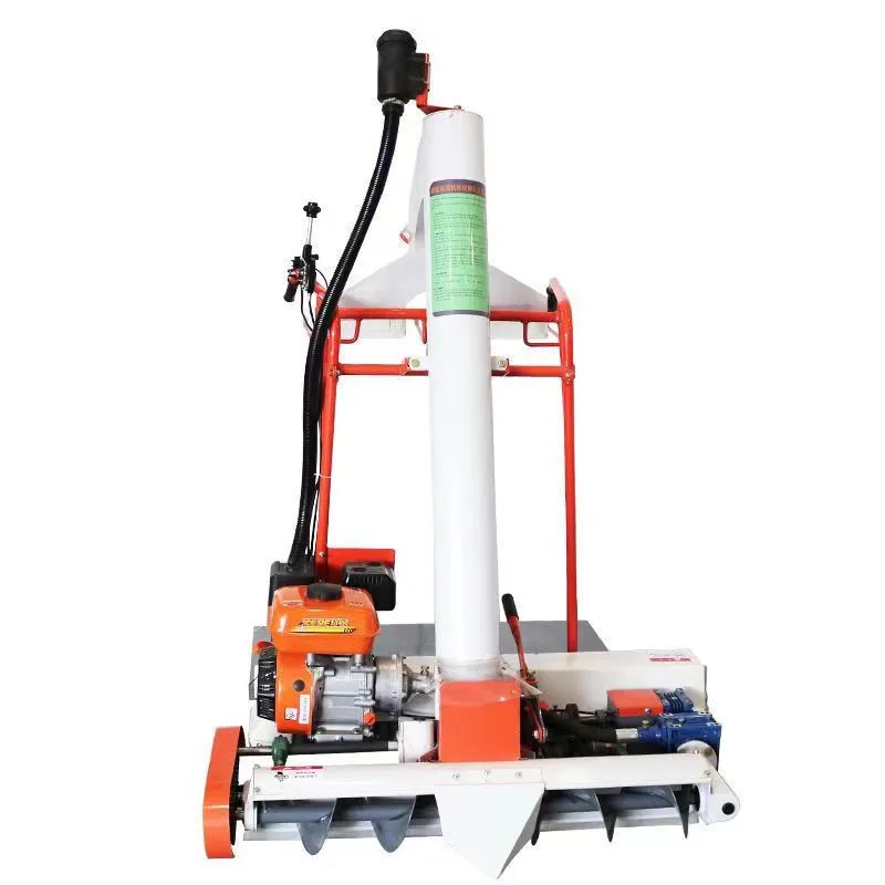 

Double outlet grain harvester bagging machine