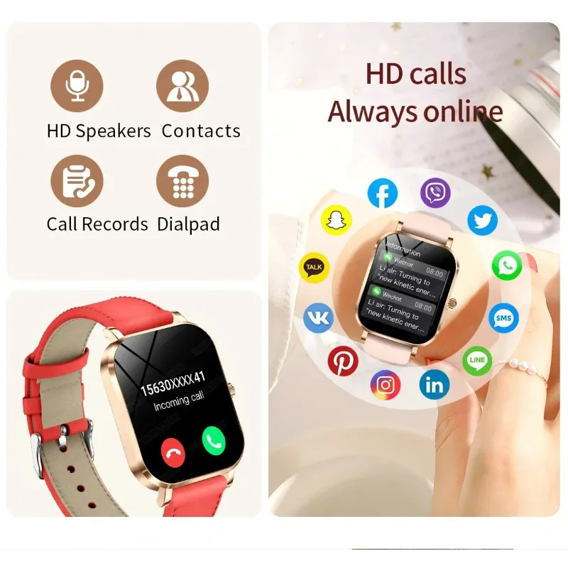 Xiaomi Women مقاوم للماء بلوتوث مكالمة رياضية للياقة البدنية مراقب معدل ضربات القلب ساعة ذكية رقمية للنساء #5