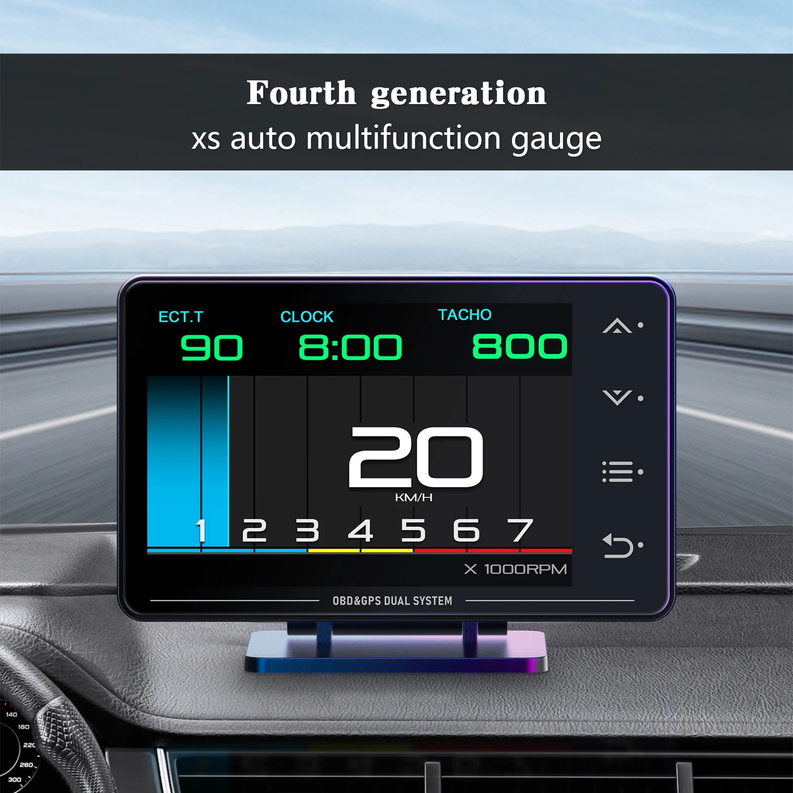 XS LCD Head-up Display OBD+GPS HUD Water Temp Turbocharged Oil Pressure&Temperature G Value Gyroscope Display RGB LED OBD2 Meter