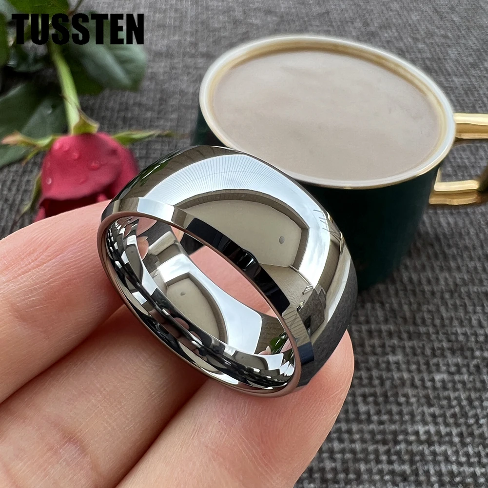 Dropshipping TUSSTEN 10MM Wedding Band Men Women Tungsten Carbide Ring Beveled Dome Polishing Finish  Comfort Fit