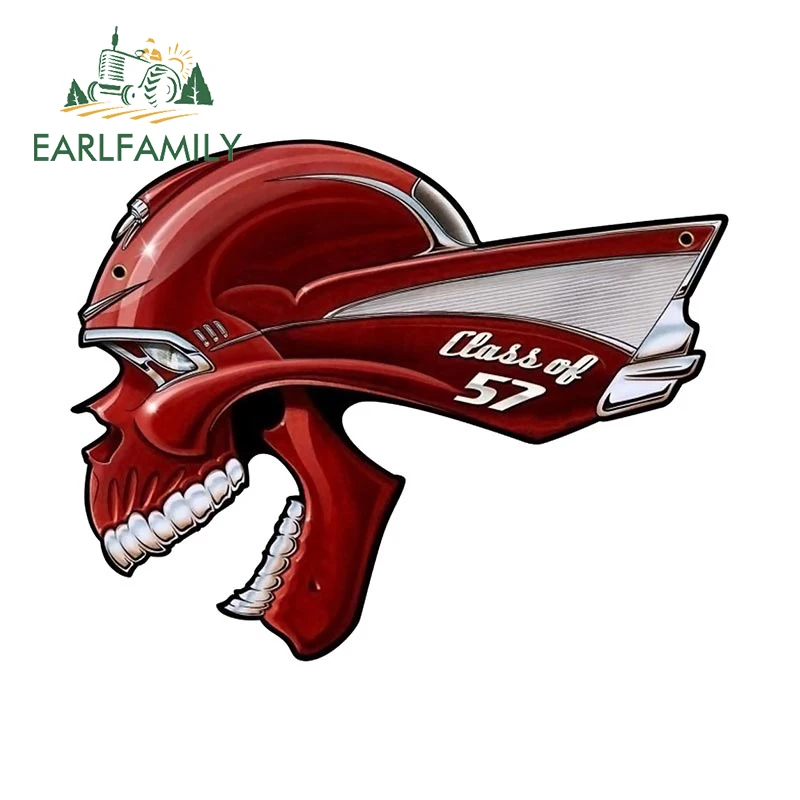 EARLFAMILY 13cm x 10cm Dream Car Skull Car Sticker Class of 57 Decal Waterproof Car Styling Metal Sign Window Car Trunk Stickers