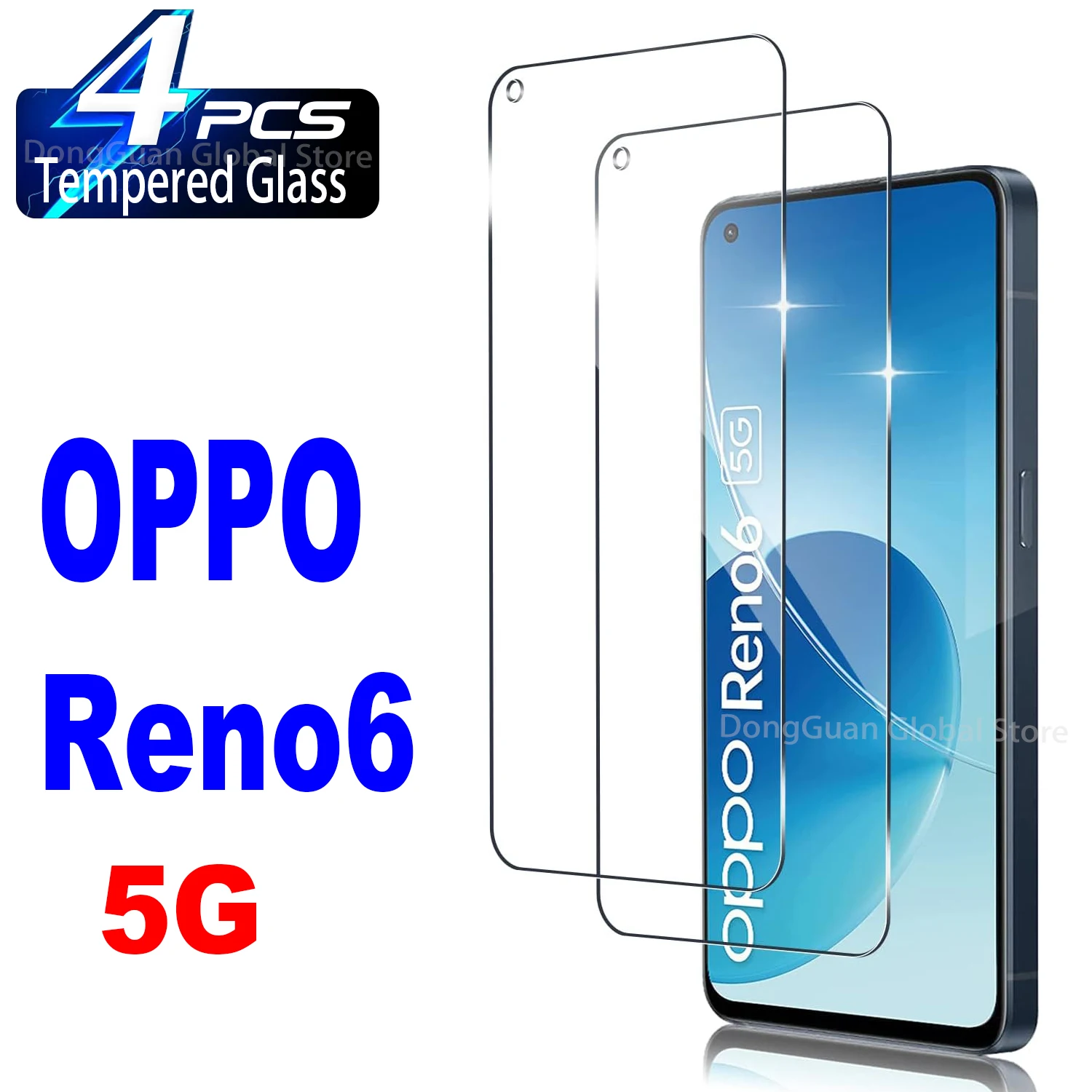 2/4Pcs Tempered Glass For OPPO Reno 6 5G Screen Protector Glass Film