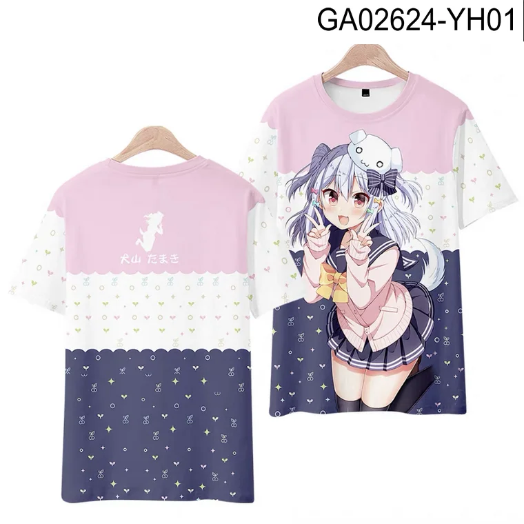 

VTuber Inuyama Tamaki 3D Printing T-shirt Summer Fashion Round Neck Short Sleeve Popular Japanese Streetwear Plus Size