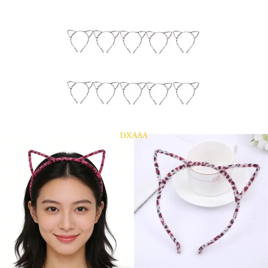 

DXAA 10PCS Animal Pattern Cats Ear Hairband Bendable Hairhoop For Women Girl Daily Use