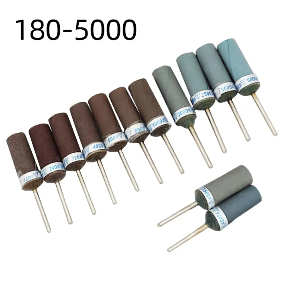 2.35mm Shank Sandpaper Rod Grinding Head Coarse and Fine Polishing Wheel, Sandpaper Grinding Head with Handle for Jewelry Making