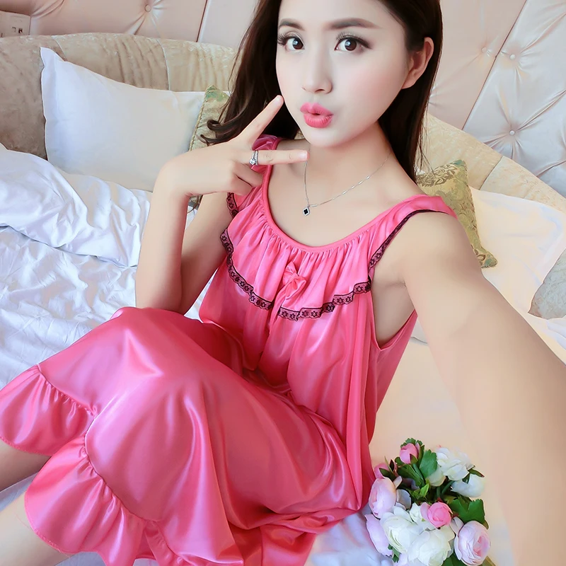 Big Size 4XL Satin Silk Night Dress Women Nightgown Nightwear Night Shirts Casual Long Dress White Sleepshirt Chemise Nighty