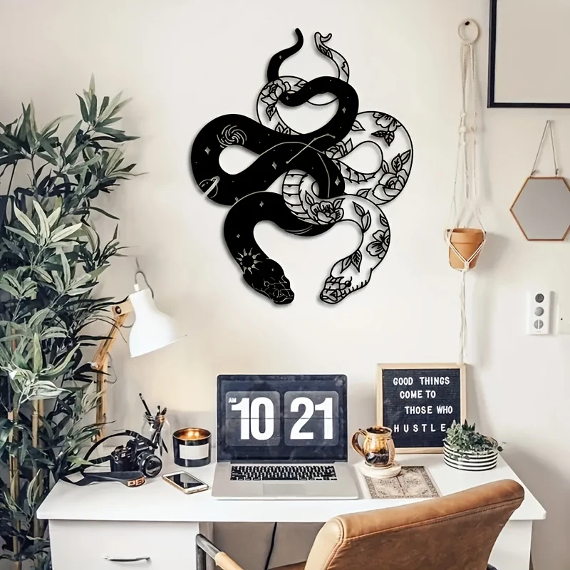 A Fantastic Product, the Two-Headed Snake Metal Wall Art for Indoor and Outdoor Use: Suitable for Modern Wall Decoration.