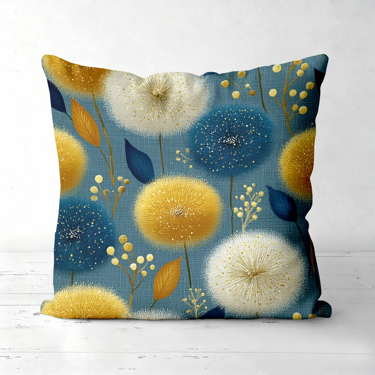 Floral Dandelion Print Pillow Cover, Zipper Style Durable, Sofa & Car Cushion Cover