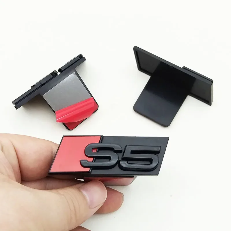 

2026 3D ABS Chrome Black Logo Emblem for Audi S3 S4 S5 S6 S7 S8 Car Front Grill Badge Auto Styling Accessory