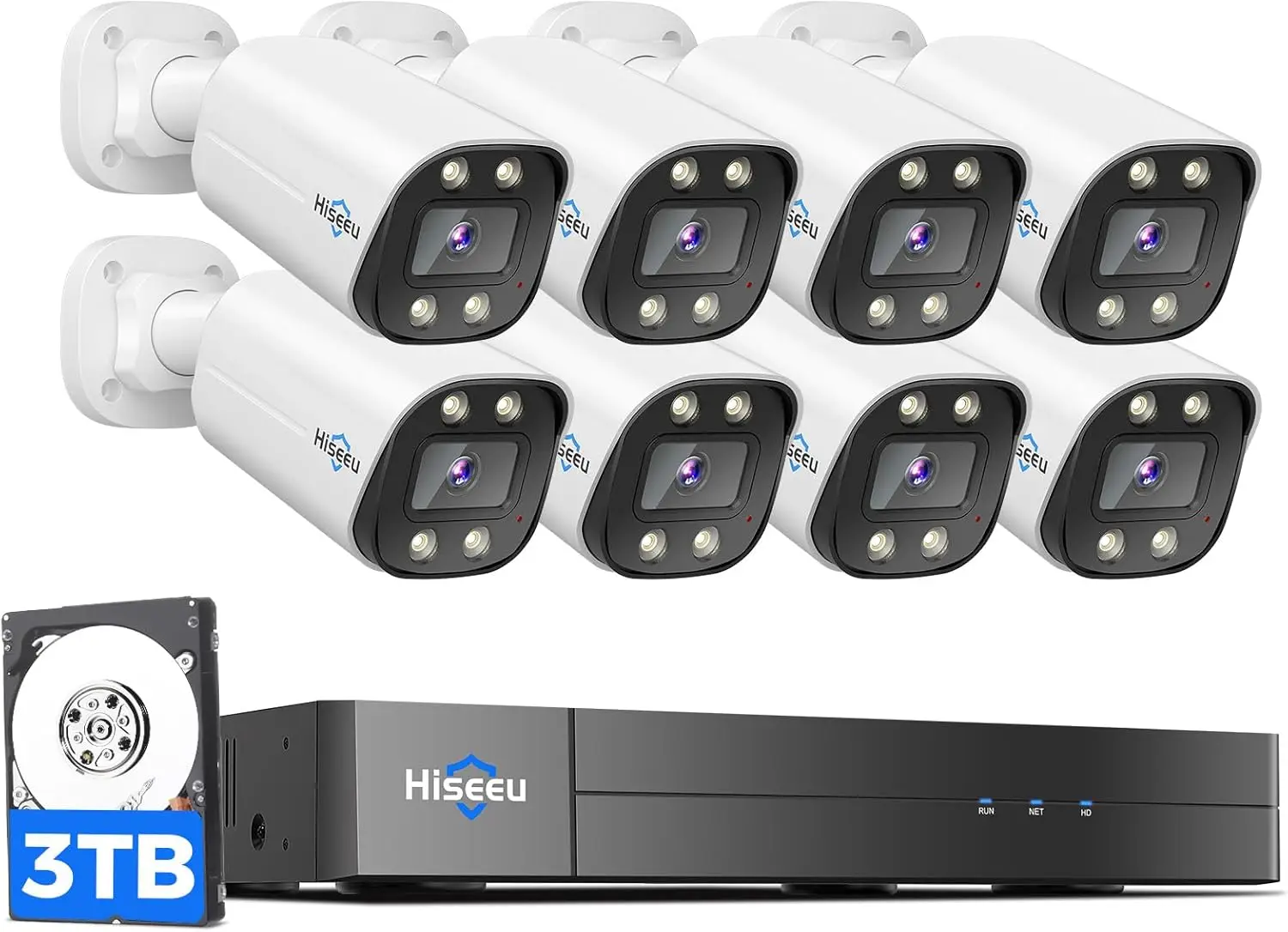 

Color Night Vision] Security Camera System, Home Security System w/ 8 MP Cameras, 121°Wide Angle