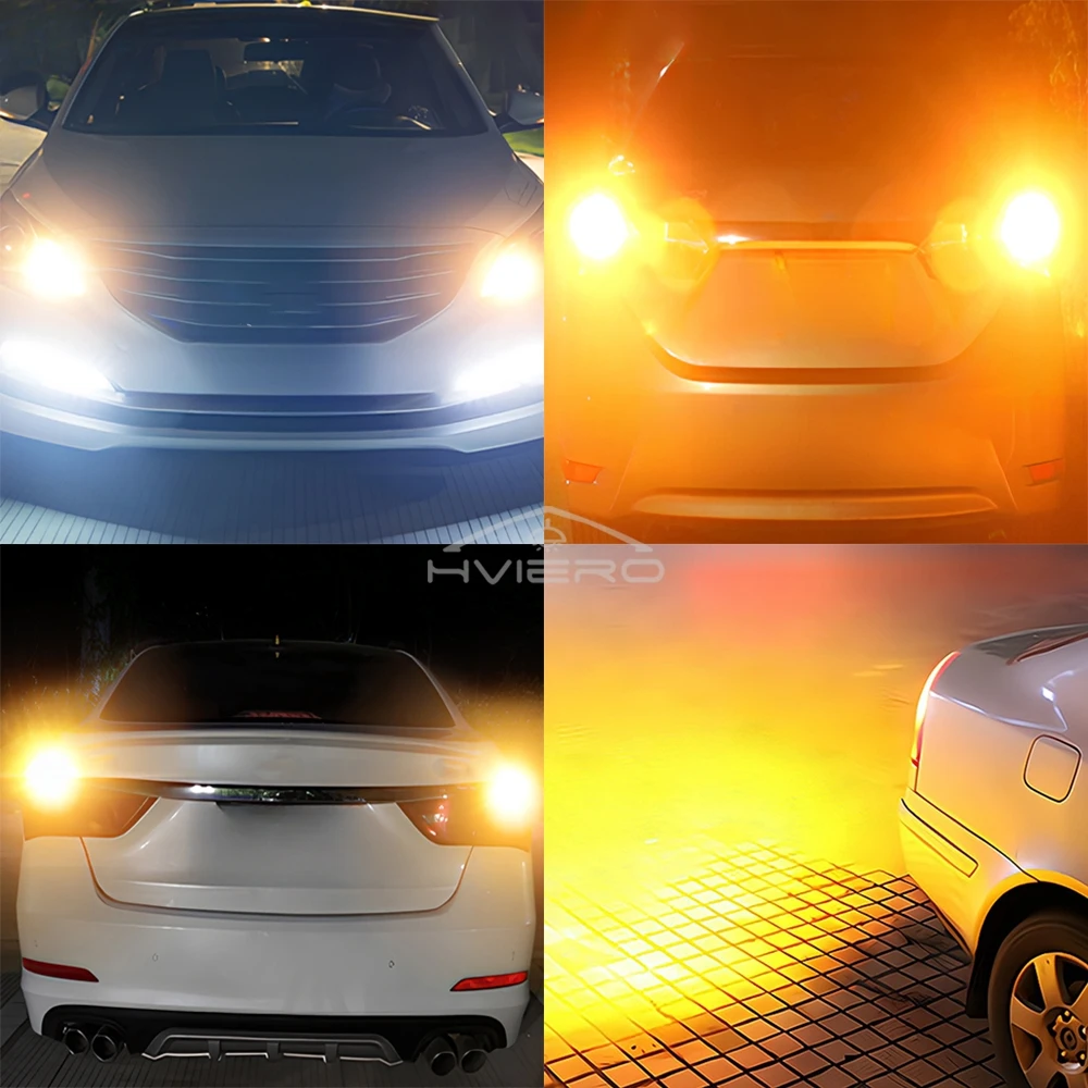 1pcs Auto Turn Signal Amber White Light 3030 35SMD LED T20 W21W Reverse Brake Bulb Canbus Led License Plate Product Accessories