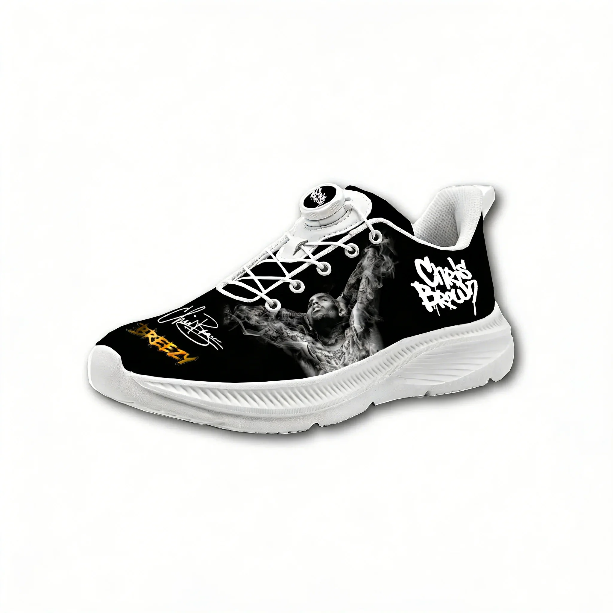 Chris Brown Rapper Mens Womens Hiking Running Shoes Laceless Rotating Button Sports Shoes Casual lightweight Custom Sneaker