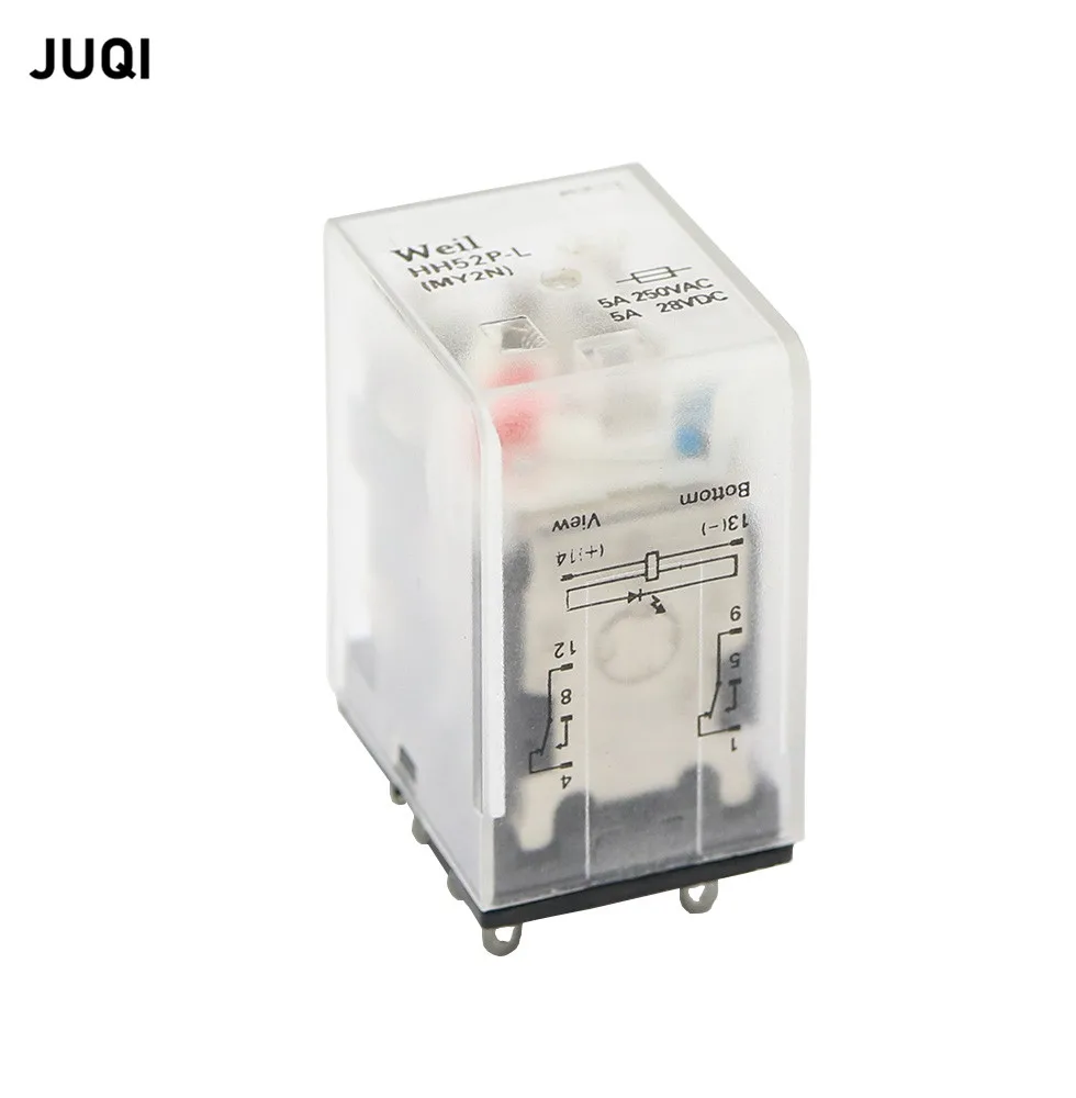 10PCS MY2NJ HH52P small Electromagnetic Relay 8 Pin DC/AC 12V 24V 110V 220V 380 coil general purpose DPDT micro relay