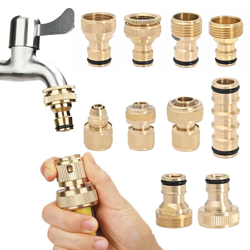 

1/2" 3/4“ 1" Thread Quick Connector Nipple Connector Adapter Drip Irrigation Copper Hose Repair Fittings Tap Watering Connector