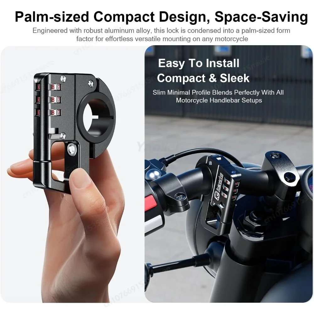 Aluminum Alloy Anti-Theft Motorcycle Bike Helmet Lock CNC Machining with 3 Digit Combination Lock for Bicycle Scooter E-bike