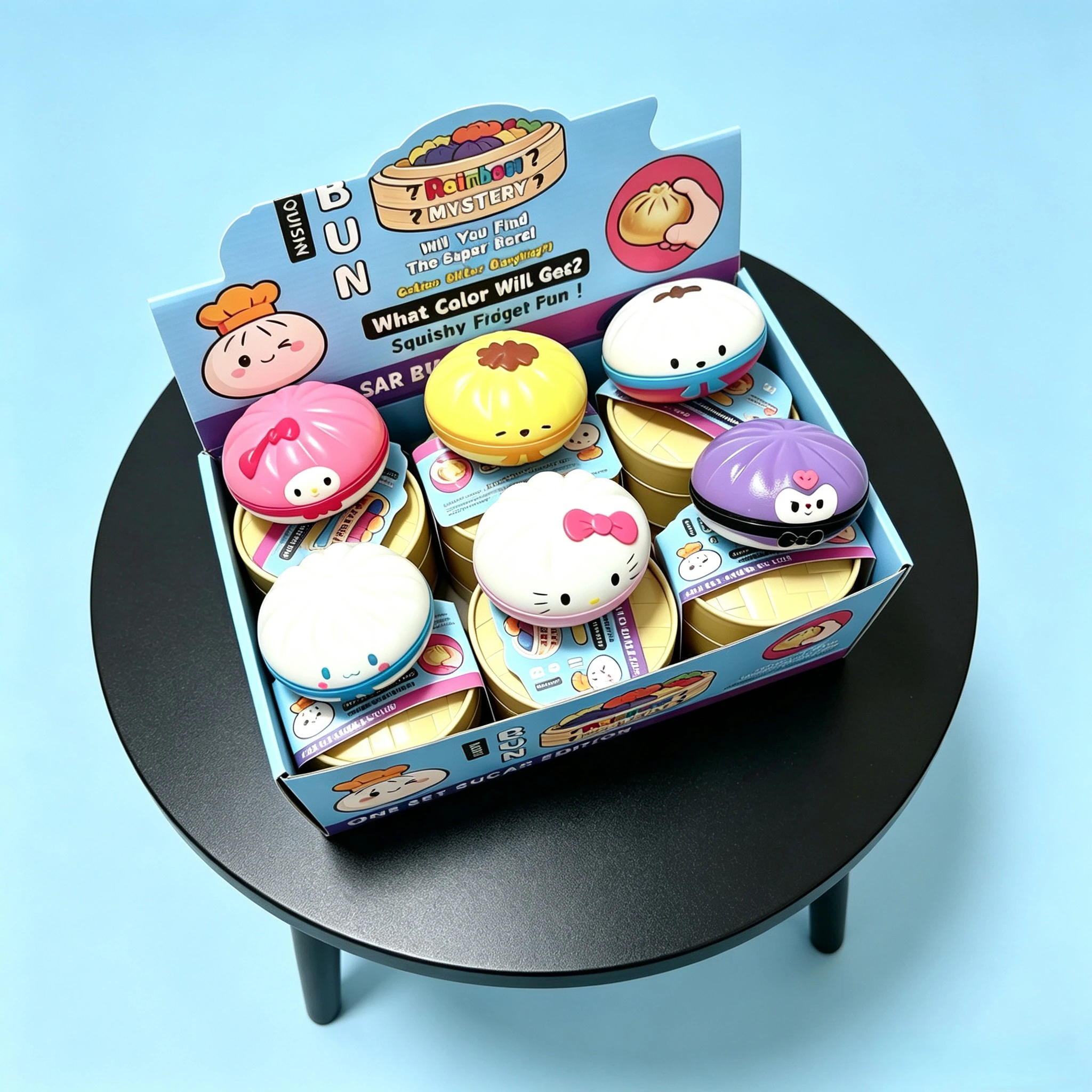 Cartoon Bun Shape Slow Rebound Decompression Kneading Music Blind Box Fun Small Cage Bag Decompression Toy Surprise Gift