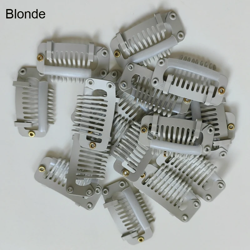 10/30PCS 3.3cm length 9 Teeth Slide Snap Clips With Hooks For Hair Weft/Clips IN Weft/Wigs