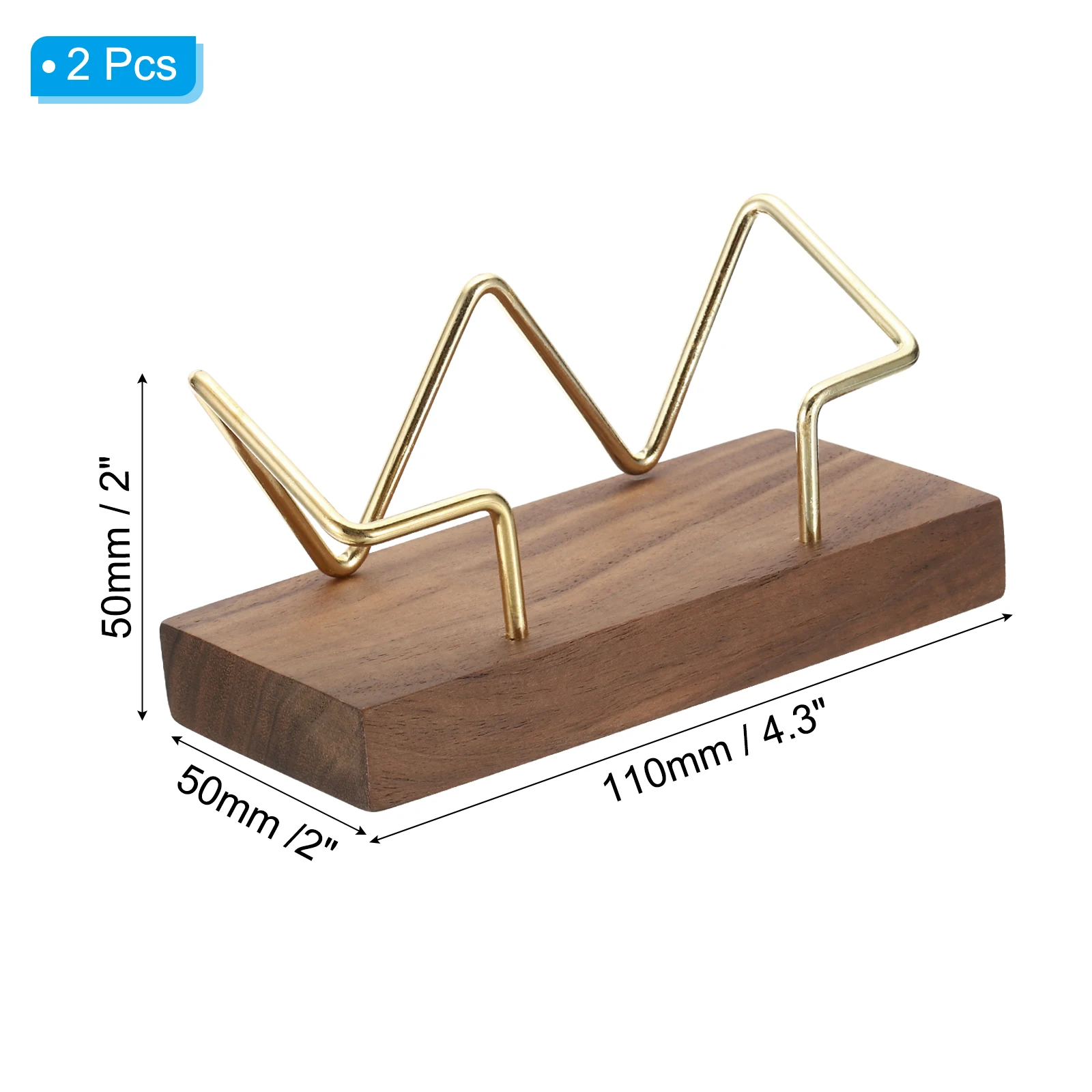 2Pcs Wooden Business Card Holder Desk Office Decoration Card Stand Organizer Cards Display School Work Desk Accessory Dark Brown