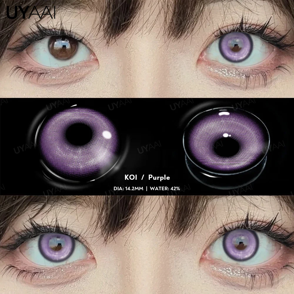 UYAAI 1 Paar farbige Anime-Linsen für Augen, Cosplay, lila Linsen, bunte Schüler, 2yk koreanischer Stil, Augenlinsen, blaues Auge, Colorcon