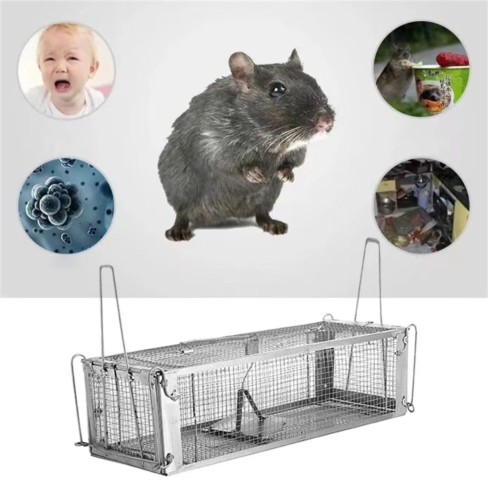 Humane Double Door Reusable Catching Mice Mouse Traps Bait Snap Rodent Catcher Mousetrap Rat Hunting Cage with Firm Packaging