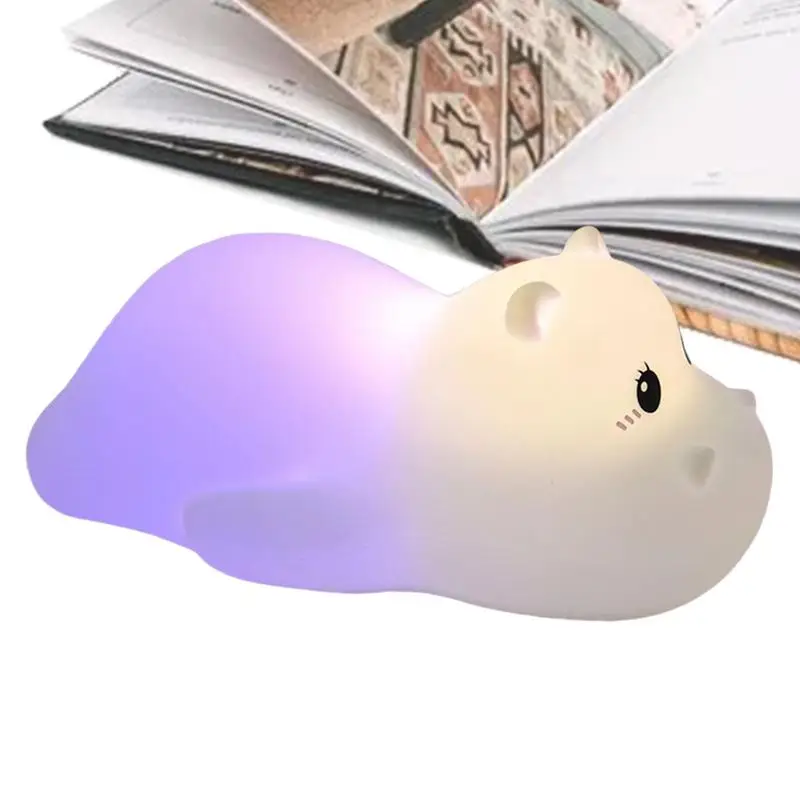 

Night Light For Kids LED Hippo Light Silicone Cute Lamp Colorful Rechargeable Touch Lamp Toddler Night Light For Special